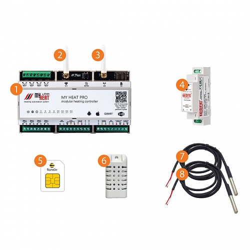 Контроллер на DIN рейку MY HEAT PRO, беспроводной, программируемый, 12 В Контроллер на DIN рейку MY HEAT PRO, беспроводной, программируемый, 12 В