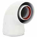 Отвод стартовый 90° 60/100, Baxi, раструб-труба, алюминий Отвод стартовый 90° 60/100, Baxi, раструб-труба, алюминий