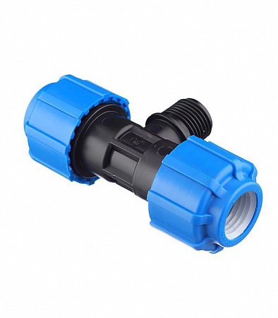 Тройник ПНД компрессия Дн25х3/4"х25 НР TEBO